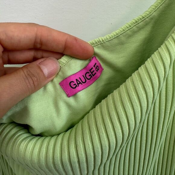 Gauge81 Erla Dress Rib Knit One Shoulder Bodycon Mini Pistachio Green Size Small - Picture 6 of 8